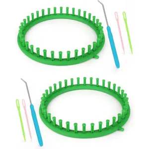 2 count Round Knitting Looms Set, 36 Pegs Knitting Loom Simple for Beginner, 24 cm Diameter Plastic Loom Knitting, Small Round Loom Knitting Set for  DIY, Teaching, Learning