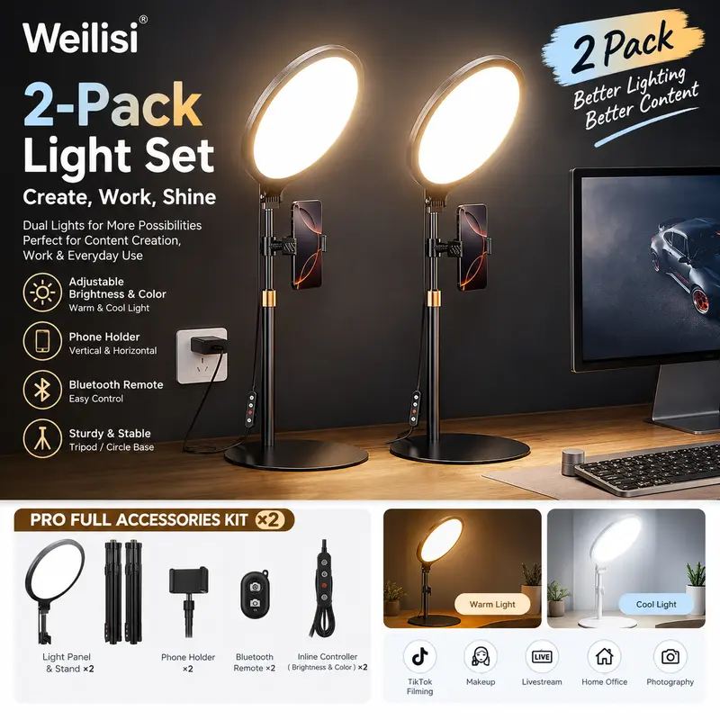 2 SET * Black Desk Light