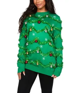 Women's Gaudy Garland Oversized Christmas Sweater Women's Gaudy Garland Oversized Christmas Sweater