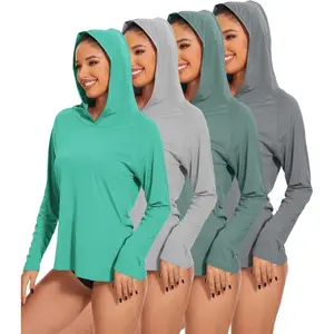 4 Pack Women's Sun Protection 50+ Hoodie Long Sleeve Hiking Fishing Athletic Shirts Lightweight