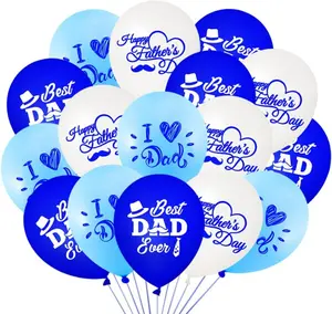Father's Day Balloons Decorations Set 12PCS Blue & White Latex Balloons with 12-Inch Super Dad Balloon Happy Father's Day Party Supplies Dad Birthday Decorations Father's Day Home Room Decor