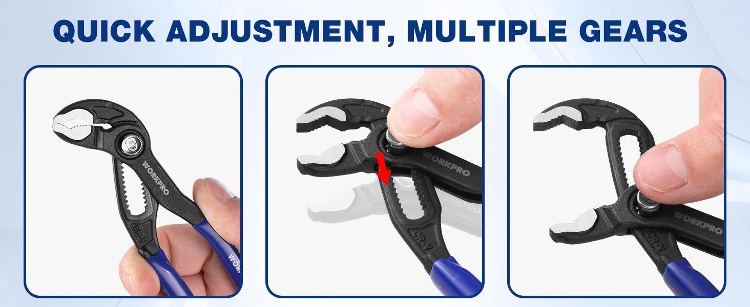 #backtoschool WORKPRO 5-Inch Water Pump Pliers, CR-V Plumbing Lock Plier, Quick Adjust Groove Joint Pliers, V-Jaw Quick Release Push Lock Pliers with Comfortable Grips #backtoschool WORKPRO 5-Inch Water Pump Pliers, CR-V Plumbing Lock Plier, Quick Adjust Groove Joint Pliers, V-Jaw Quick Release Push Lock Pliers with Comfortable Grips