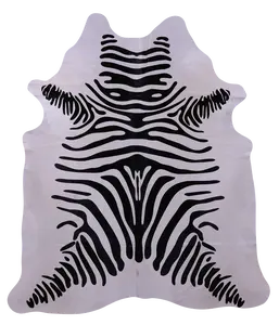 Zebra Animal Print Natural Cowhide Rug - X-Large 7' 3"H x 6' 4"W
