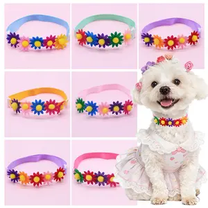 20pcs Rainbow Daisy Petal Collar - Cute Adjustable Fabric Necklace for Dogs & Cats, Perfect for Birthday, Photoshoot & Pet Lovers Gift
