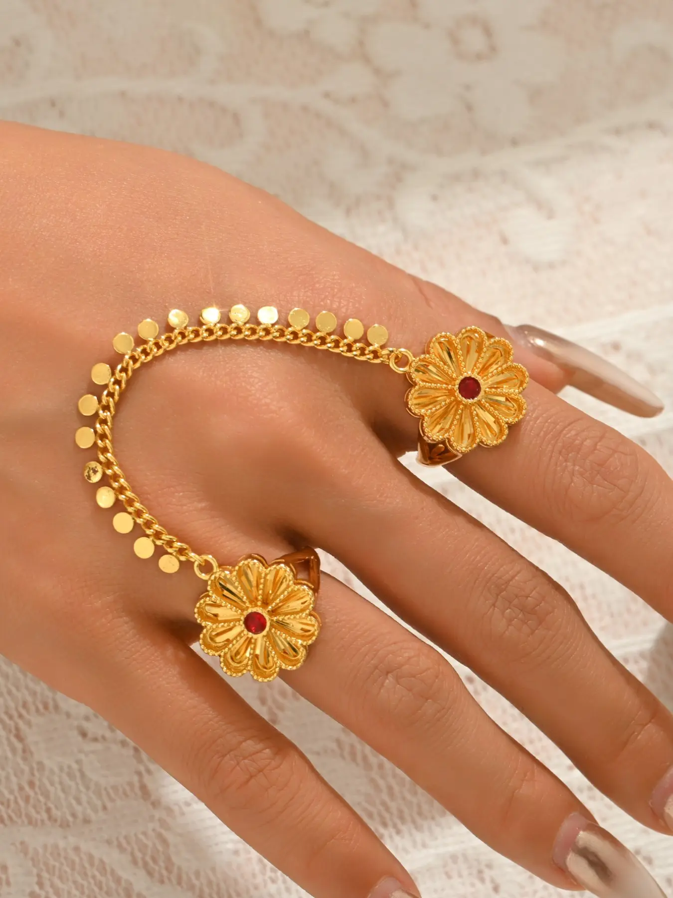 Vintage Luxury Indian Style Copper Zircon Ring, Hollow Out Gemstone Ring, Ethnic Wedding Accessory, Zircon Jewelry, Bridal Engagement Jewelry, Boho Wedding Ring