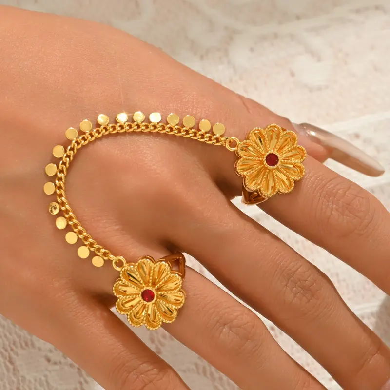 Vintage Luxury Indian Style Copper Zircon Ring, Vintage Inspired Ring, Hollow Out Gemstone Ring, Ethnic Wedding Accessory, Zircon Jewelry, Bridal Engagement Jewelry, Boho Wedding Ring, Openwork Ring