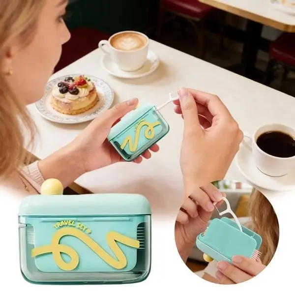 ABS Automatic Pop-Up Oral Floss Pick Holder Dispenser - Portable Refillable Enclosed Storage Case, Convenient Smooth Access, All Seasons Daily Use Travel Organizer for Purse (Dental Floss Not Included)
