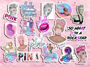17PCS P!nk Music sticker, Pink Tour sticker, Summer Carnival 2023, water bottle sticker, P!nk Singer Sticker SetWaterproof Sticker