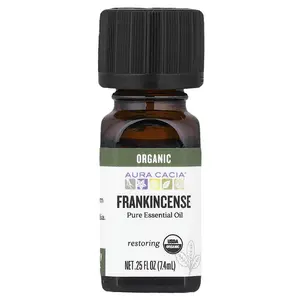 Aura Cacia Pure Essential Oil, Organic Frankincense, 0.25 fl oz (7.4 ml)