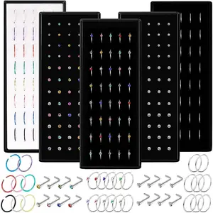 240 Pcs Nose Ring Studs Set for Women & Men-Surgical Stainless Steel Nose Hoop, CZ Bone Nose Studs-Nose Piercing Jewelry in 20G, 22G, 1.5mm, 2mm, 2.5mm Sizes