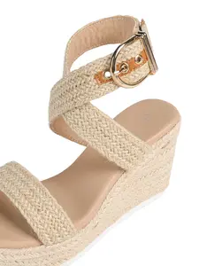 New Chunky Heel Sandals, Cross Strap Non-Slip Slippers, Waterproof Platform Shoes for Women, Sexy Style, Textile Upper, Rubber Sole