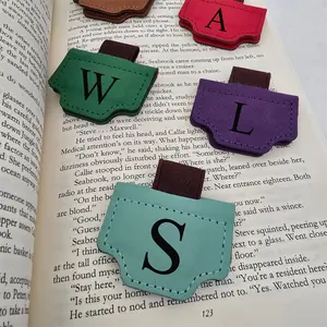Personalized Leather Magnetic Bookmark Initilas Engraving Custom Gift for Book Lovers  Strong Hold for Softcover Books Ideal for Birthday or Holiday