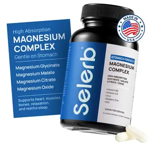 Selerb Magnesium Complex 300mg – 4 Types of Magnesium with B6, D3, Zinc, Slippery Elm – Sleep, Relaxation & Muscle Suppor Dietary t – 90 Capsules Healthcare Fitness Edible