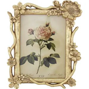 4x6 Vintage Picture Frame, Gold Antique Ornate Picture Frame, Victorian Retro Decorative Photo Frames for Tabletop & Wall, Baroque Home Decor Frames