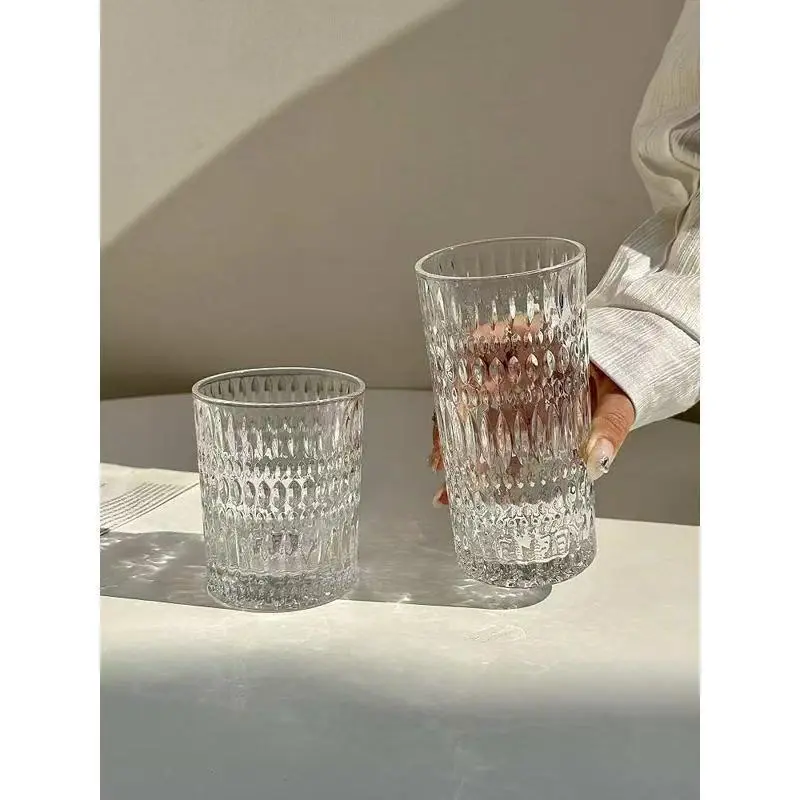 Glass cup - ins height, overall appearance, household use, water cup, coffee cup, beverage cup, juice cup, milk cup, beer cup, drinking water cup