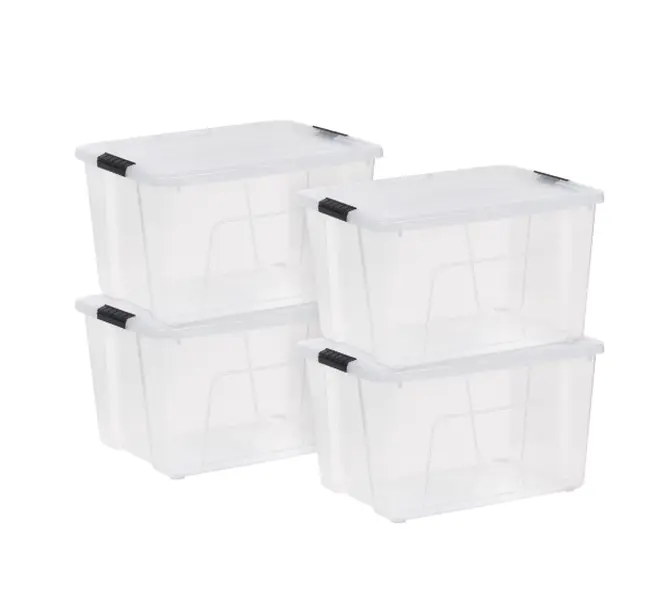 IRIS 60 Qt. Plastic Storage Bins with Lids, Stackable Storage Containers, Totes, 4 Pack