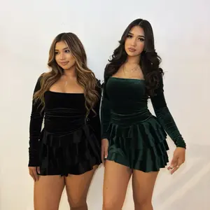 Ariani Velvet Ruffle Dress  *Holiday Edition*