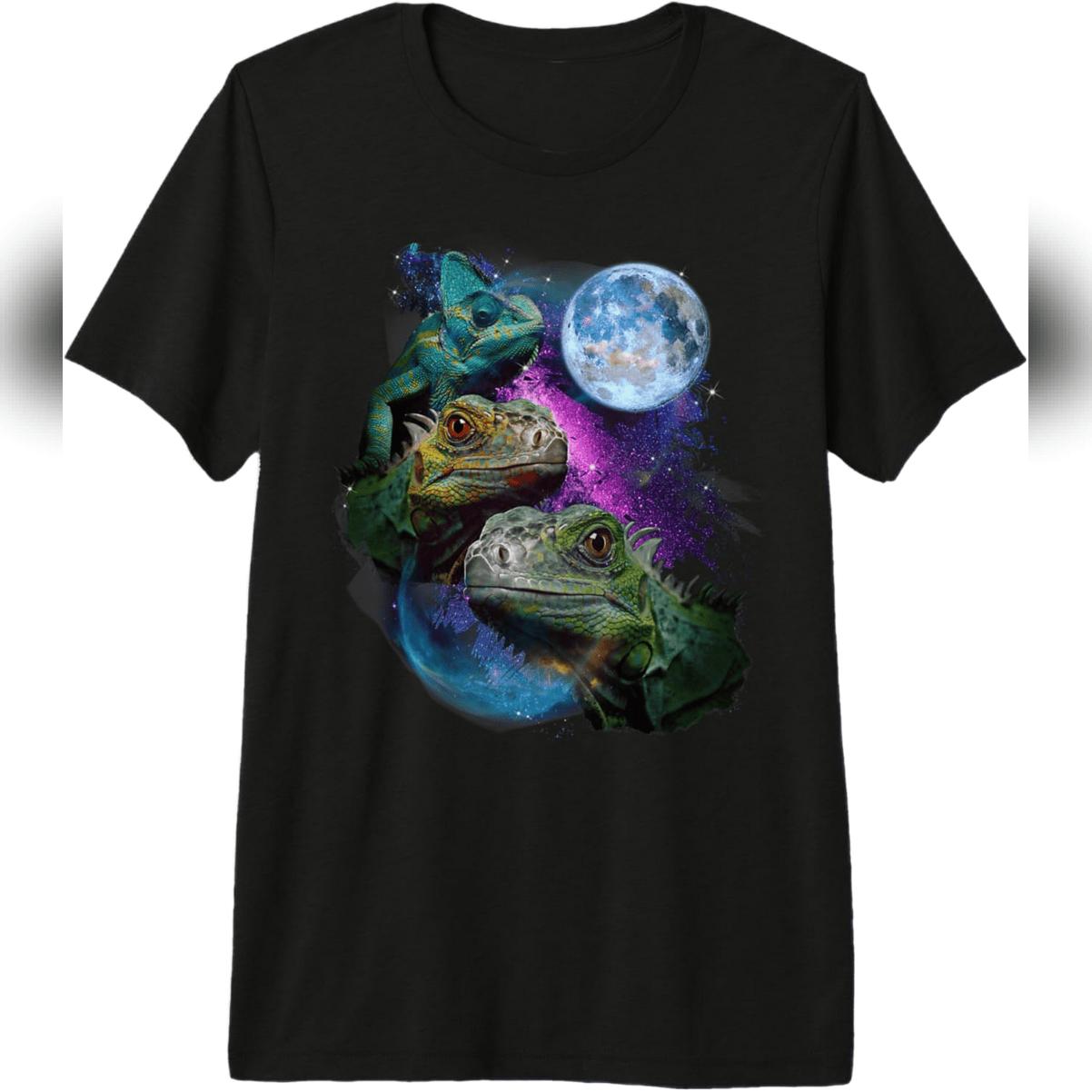 3 Moon Iguana Funny Reptile Lizard Animal Lovers Novelty Premium T-Shirt Comfy Everyday T-Shirt