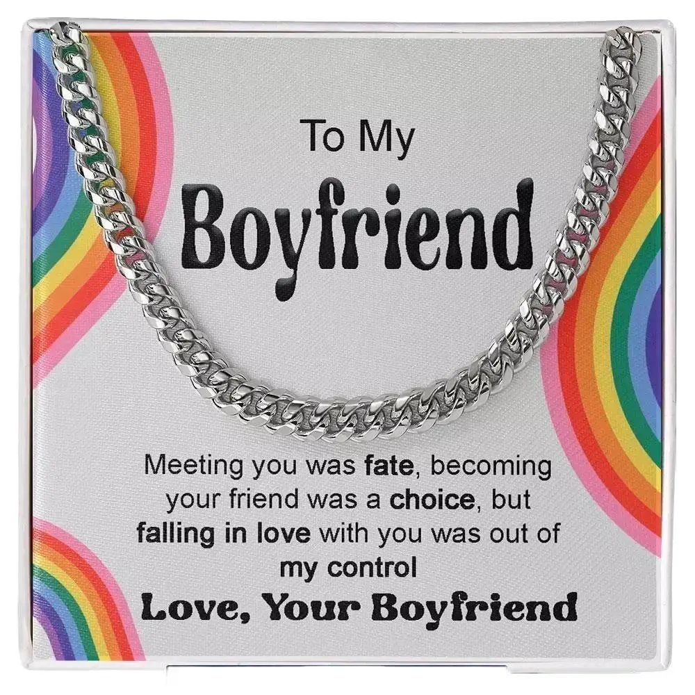 Boyfriend Necklace, To My Boyfriend Necklace, Cuban Link Chain Necklace, LGBT necklace, lesbian girlfriend gift, Lesbian Love gift