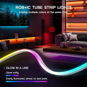 Motionics 5 m RGBIC Neon Light Strip, Bluetooth App-Controlled LED Mood Lighting with Music Sync and Remote Control, USB-Powered Lights for Bedroom, Gaming Room, and Party Decoration