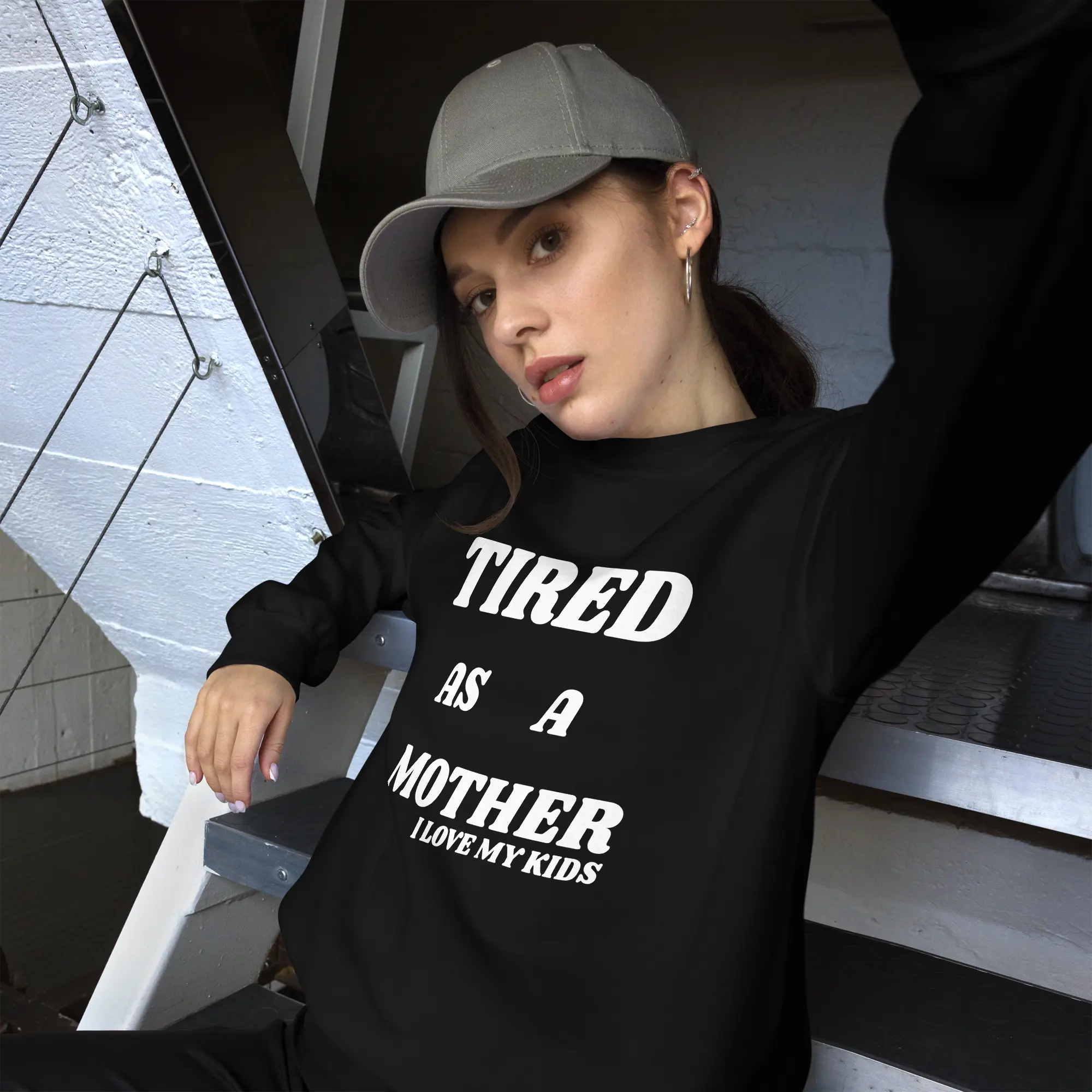 Tired As A Mother Unisex Sweatshirt – Premium Inspirational Streetwear | PrintLuxe Hub