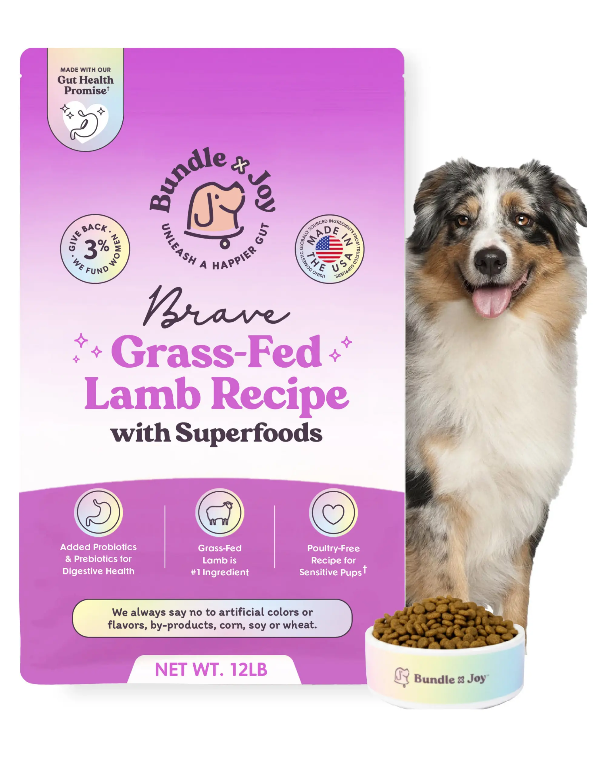 Brave Grass-Fed Lamb Dog Food with Probiotics, Antioxidants, Natural Ingredients