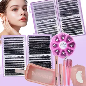 DIY Individual Lash,3-Box Pack,1780 Pcs False Eyelashes Kit, Mixed Lengths 8-16mm,With 40D Brown color Lashes, Includes Makeup Bag , Lash-Glue And Seal, Remover, Eye Pads, Brush, tweezers, Natural Look & Wispy & Ultra Soft & Super Light For Daily Life