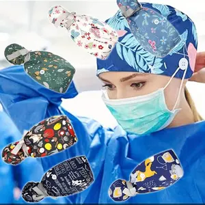 6pcs Cartoon Hats Hat Set Women's Puffy Hat Nurse Hat Adjustable Work Hat Ponytail Bag Tie Hat Christmas Gift