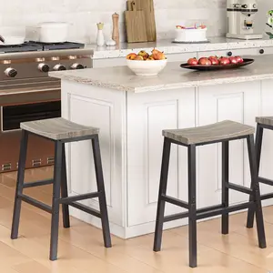 HOOBRO Bar Stools, Set of 2 Bar Chairs, 23.6 Inch Saddle Stools, Kitchen Counter Stools with Footrests for Dining Room, Kitchen, Bar, Greige and Black#SpringSale #BigSpringSale