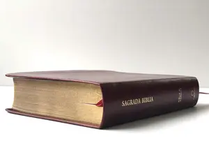 Sagrada Biblia Católica en Español Símil Piel Vinotinto Tamaño Compacto 4.25 x 6 Pulgadas 1452 Páginas Texto Completo Ideal para Uso Personal y Regalos