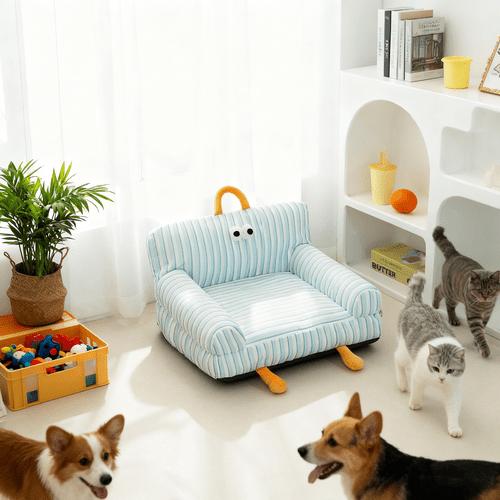 Colourtree Grass Green Dog Bed, Sofa Style Cat Bed, Plush Pet Couch for Small Medium Dogs, Winter Warm Fleece Mat, Washable Removable Cover