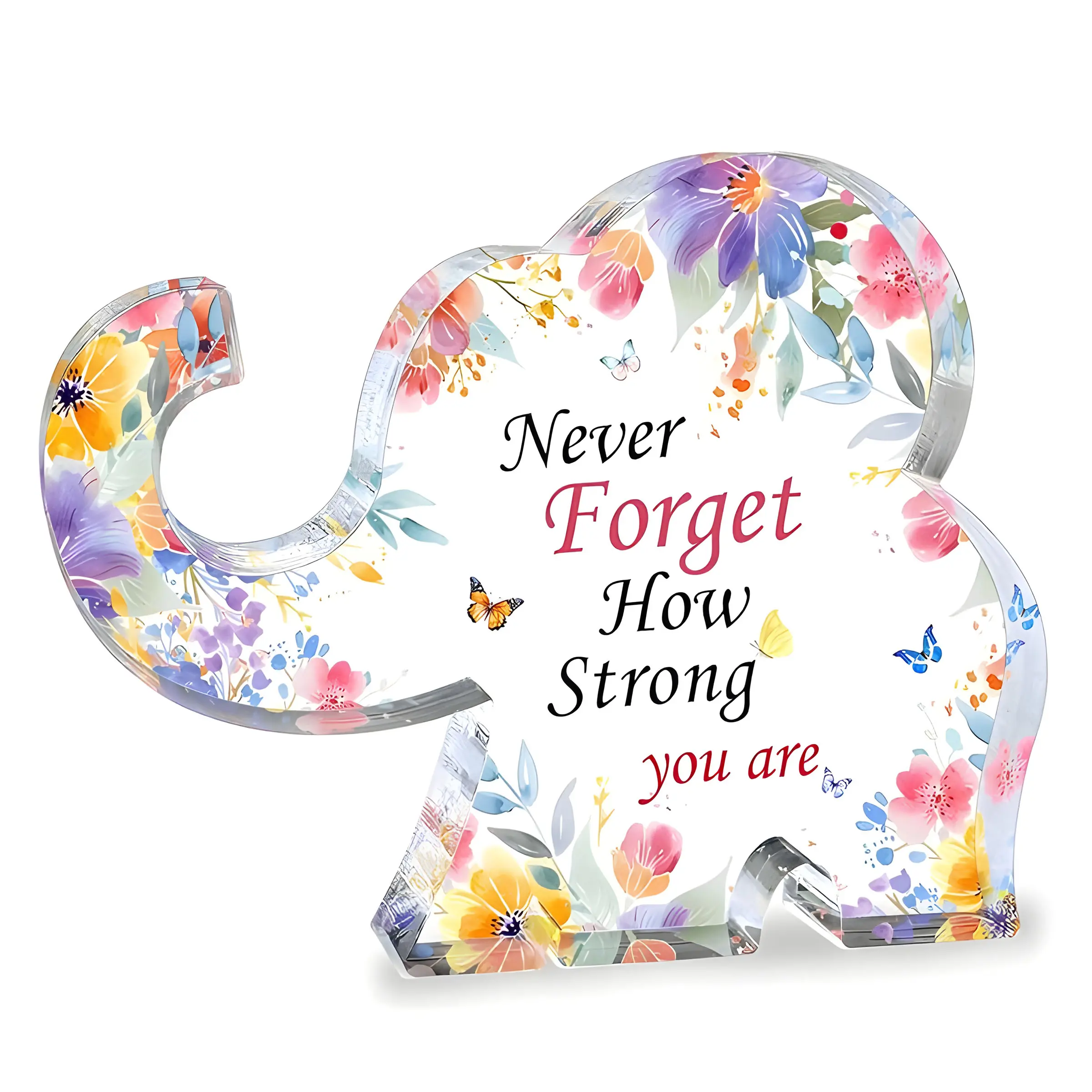 Inspirational Gift for Women, Acrylic Elephant Novelty Desk Decor, Decorative Sign, Desk Sign, Office Home Decor, Acrylic Desktop Decoration, Motivational Office Accessory, Perfect for Mom Aunt Sister Daughter, Acrylic Desktop Sign