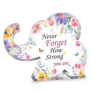 Inspirational Gift for Women, Acrylic Elephant Novelty Desk Decor, Desk Sign, Office Home Decor, Motivational Office Accessory, Perfect for Mom Aunt Sister Daughter, Acrylic Desktop Sign