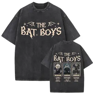 The Bat Boys Tarot Card T Shirt Rhysand Cassian Azriel ACOTAR Aesthetic T-shirts Men Women Fashion Vintage Washed Cotton T-shirt