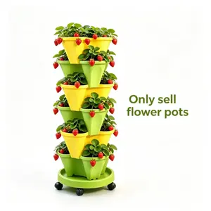 6 Tier Vertical Planter Stackable Tower, Strawberry Herb Flower and Vegetable Pots, Indoor Outdoor Use, Space-Saving Garden Decor