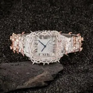 Thorn Crown Moissanite Watch - Elegant Square Design with Sparkling Moissanite Accents and Unique Rose Gold Finish