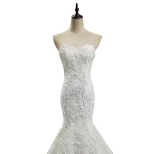 2026 New Arrival Strapless Mermaid Wedding Dress – Slimming Fish Tail Train, Sweet Lace French Light Luxury Bridal Gown for Departure Ceremony, Spring