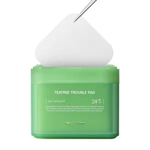 Mediheal Teatree Trouble Pad Day & Night - 100 Vegan Pads for Calming & Acne Relief with Tea Tree Extract & Lactobacillus Ferment Glycerin Infused
