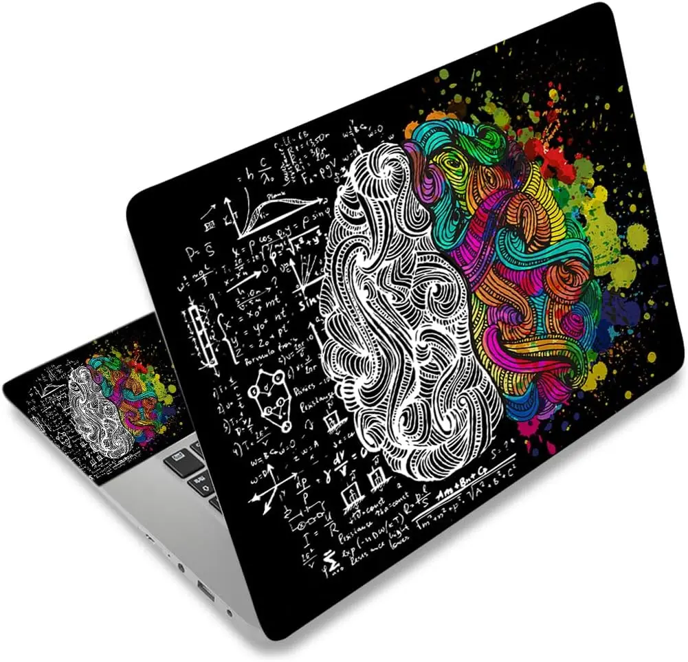 Laptop Skin Sticker Decal,12" 13" 13.3" 14" 15" 15.4" 15.6 inch Laptop Vinyl Skin Sticker Cover Art Protector Notebook PC (2 Wrist Pad Skins Included), Decorative Waterproof, Left & Right Brain