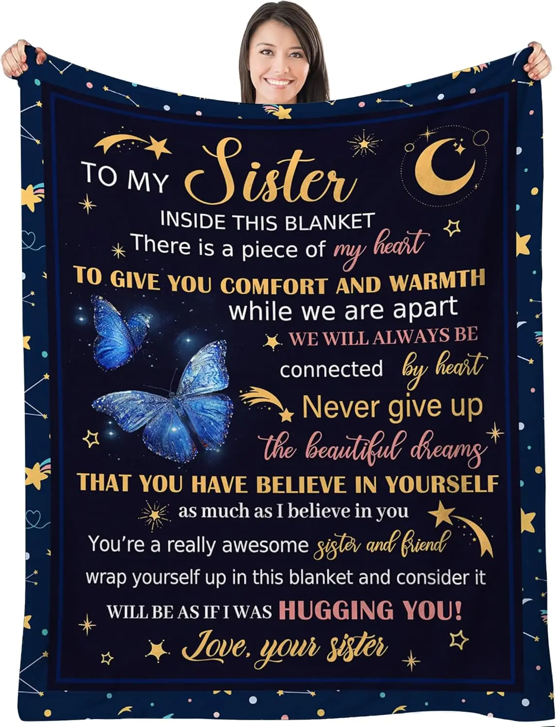 [mothers day gift for sister] Sister Gifts from Sisters, Sister Birthday Gifts, Sisters Gifts from Sister, Gifts for Sisters from Sisters Adult, Soft Comfortable Flannel Blanket, Sister Blankets from Sister, for Sister Gift