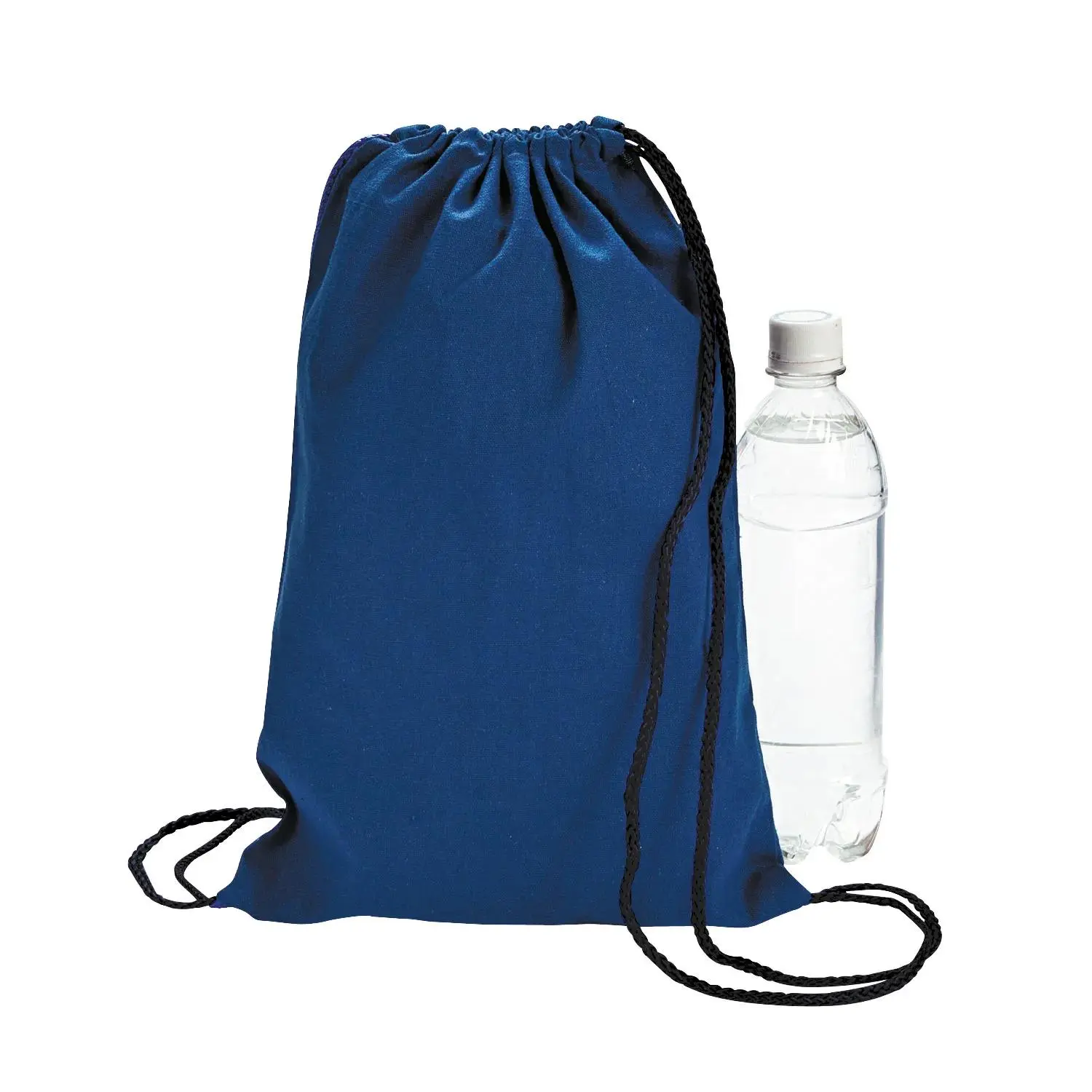 9 1/2" x 14 1/2" Blue Canvas Drawstring Bags - 12 Pc.