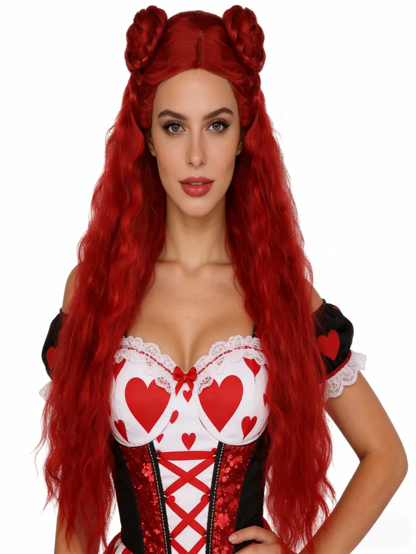 Women's Long Wave Cosplay Wig, Halloween Costume Wig, Valentine's Day Party Accessory, Perfect for Women & Girls, Synthetic Curly Wigs