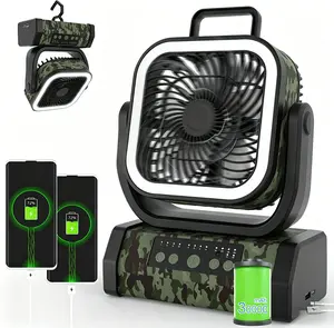 30000mAh Rechargeable Camping Fan with LED Light, Portable Multifunctional Fan with 360° Swivel Hook, USB rechargeable camping fan with power bank,Oscillating Emergency Camping Fan for Indoor, Outdoor, Tenting, Traveling
