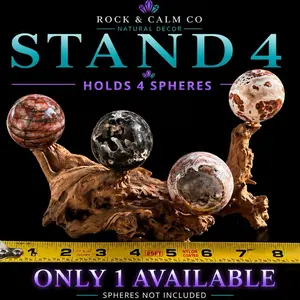 Rustic Driftwood Crystal Sphere Stand | Holds 4 Spheres | Natural Crystal Decor