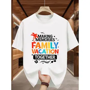 Men's Family Vacation Series Round Neck T-shirt - Casual and Comfortable, Suitable for Family Travel, Suitable for Daily Leisure and Travel, Essential Wardrobe Item for All Seasons