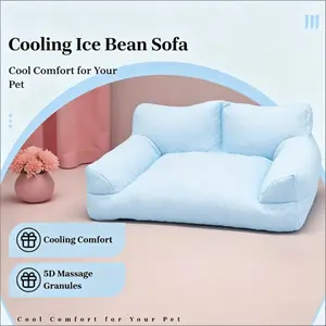 Cooling Ice Bead Pet Sofa, Featuring 22℃ cooling fabric with massage bumps, wear‑resistant & breathable, it serves as a cool resting spot for small‑to‑medium dogs and cats.