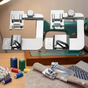 3-in-1 Rolled Hem Presser Foot for Home Sewing Machine, 13/19/25mm Quick Hemming Tool, Rust-Proof Alloy Sewing Accessory with Easy Installation, Perfect for Various Fabrics and Decorative Edges.