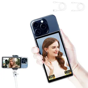 Shimbol CP5 lite Selfie Monitor Screen for iPhone 1080P 5" Wireless Recording Magnetic Phone Vlog Selfie Monitor Screen Using Phone Rear Camera for Live Stream TikTok Compatible with iOS Android
