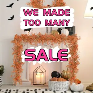 2 pieces of orange artificial hanging plants - 5.6 feet tall, UV-resistant artificial daffodil vine, with green leaves, artificial ferns and daffodil garlands, for party decoration.