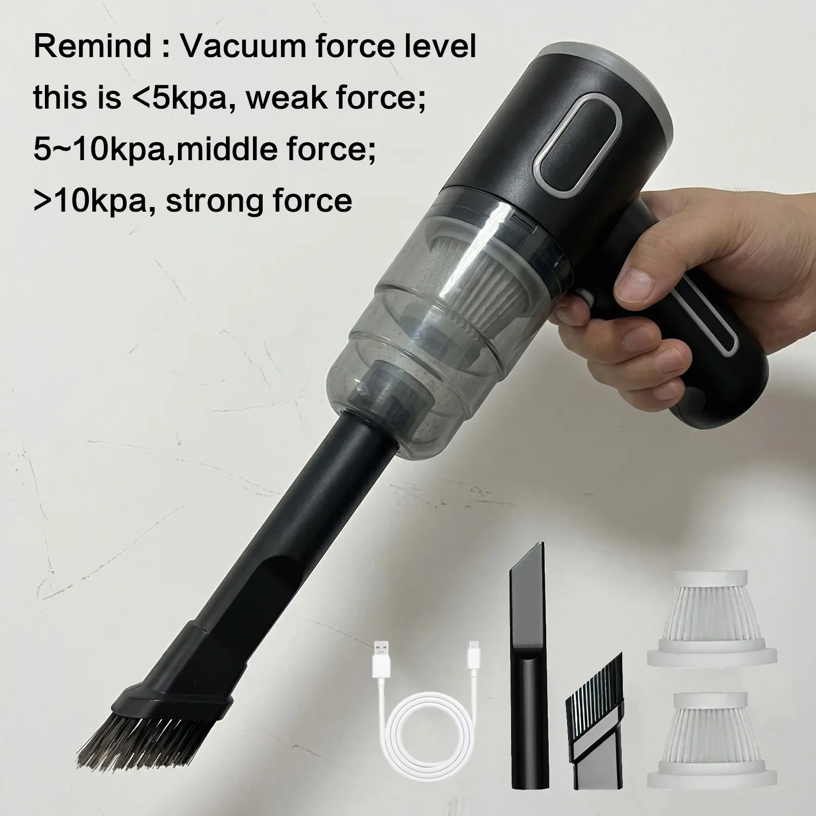 Portable Handheld Car Vacuum Cleaner, 1 Count Rechargeable Cordless Car Vacuum, Multifunctional Cleaning Tool for Car, Home & Office, Interior Car Cleaner, Battery-Powered Vacuum, Car Cleaning Supplies